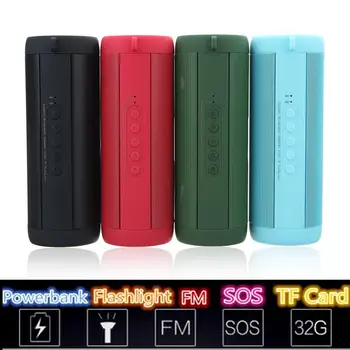 

3.0 Blue tooth Music Bass Speaker Waterproof Portable Outdoor LED Wireless Column Loudspeaker Support TF Card FM Radio Aux Input