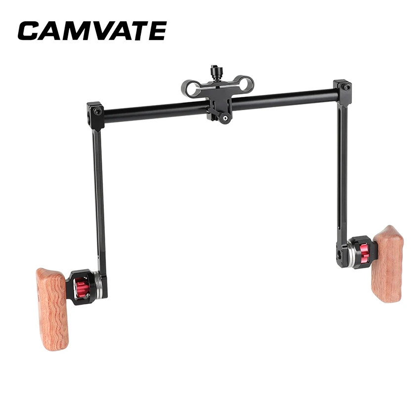 CAMVATE style Rosette двойная рукоятка(дерево) установка с 15 мм стержневой Зажим адаптер для камеры Наплечная установка C2286
