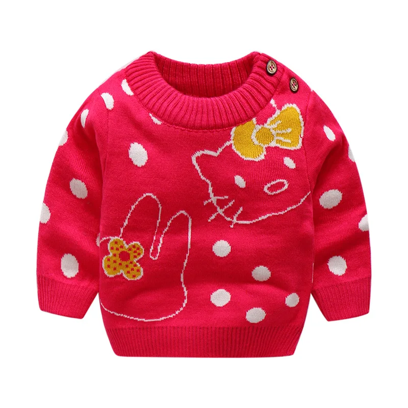 

Childrenswear Kids' Sweater KT Sweater Autumn And Winter Warm Double Layer Cartoon Dotted GIRL'S Knitted Shirt Tops