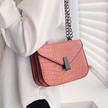 

Stone pattern Square Crossbody Bag 2020 Fashion New Quality Leather Women's Designer Handbag Lock Chain Shoulder Messenger Bag