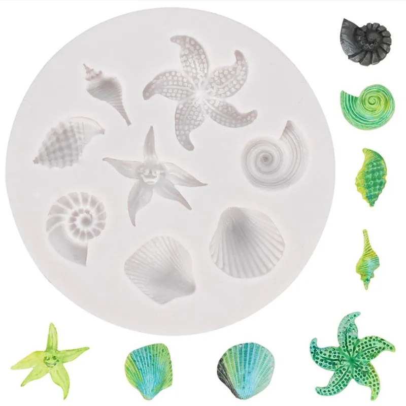 Cake Decoration Tools Diy Sea Creatures Conch Starfish Shell Fondant Candy Silicone Molds Creative Chocolate Mold | Дом и сад