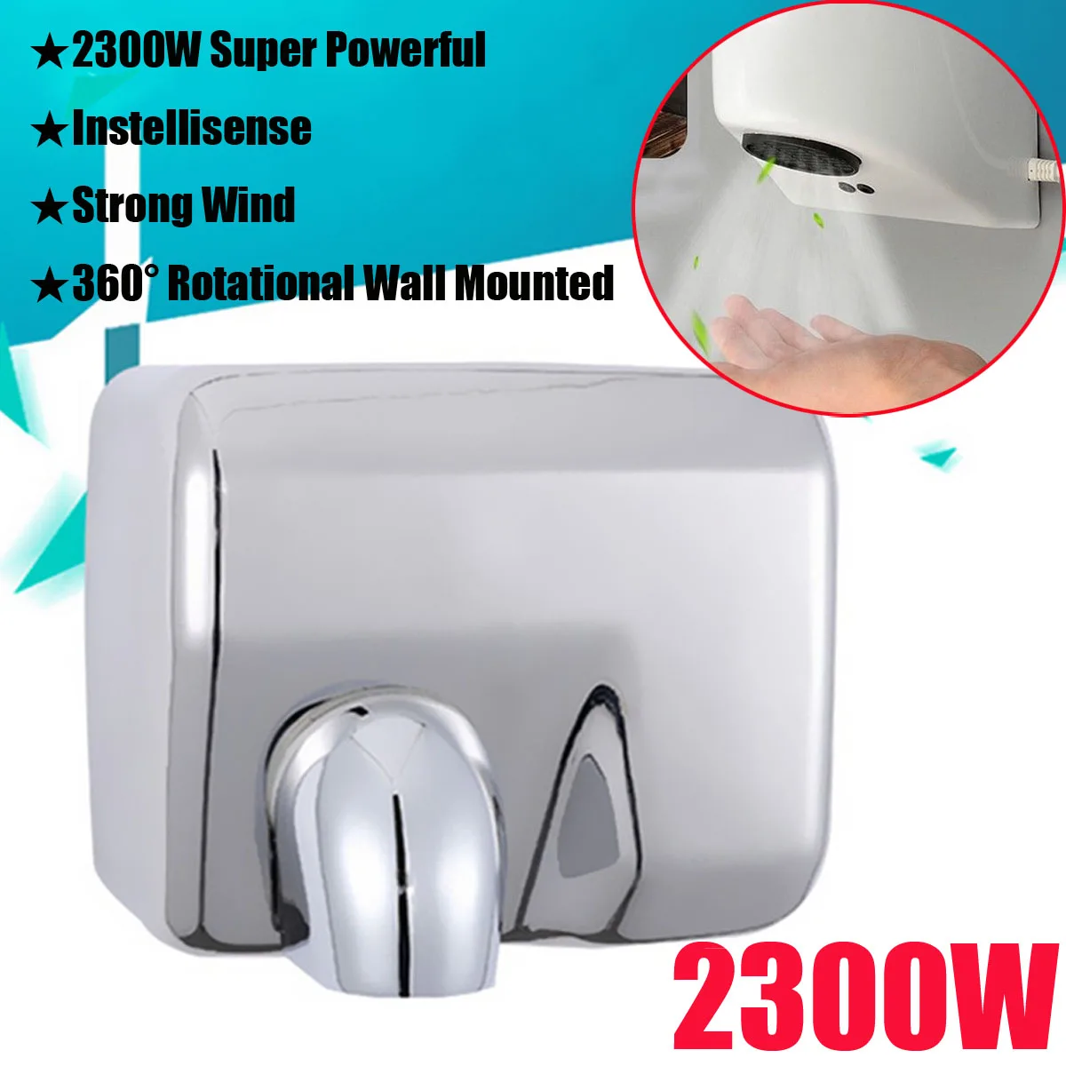

Newest 2300W Hand Dryer Hotel Commercial Hand Dryer Electric Automatic Induction Hands Drying Device Household appliance