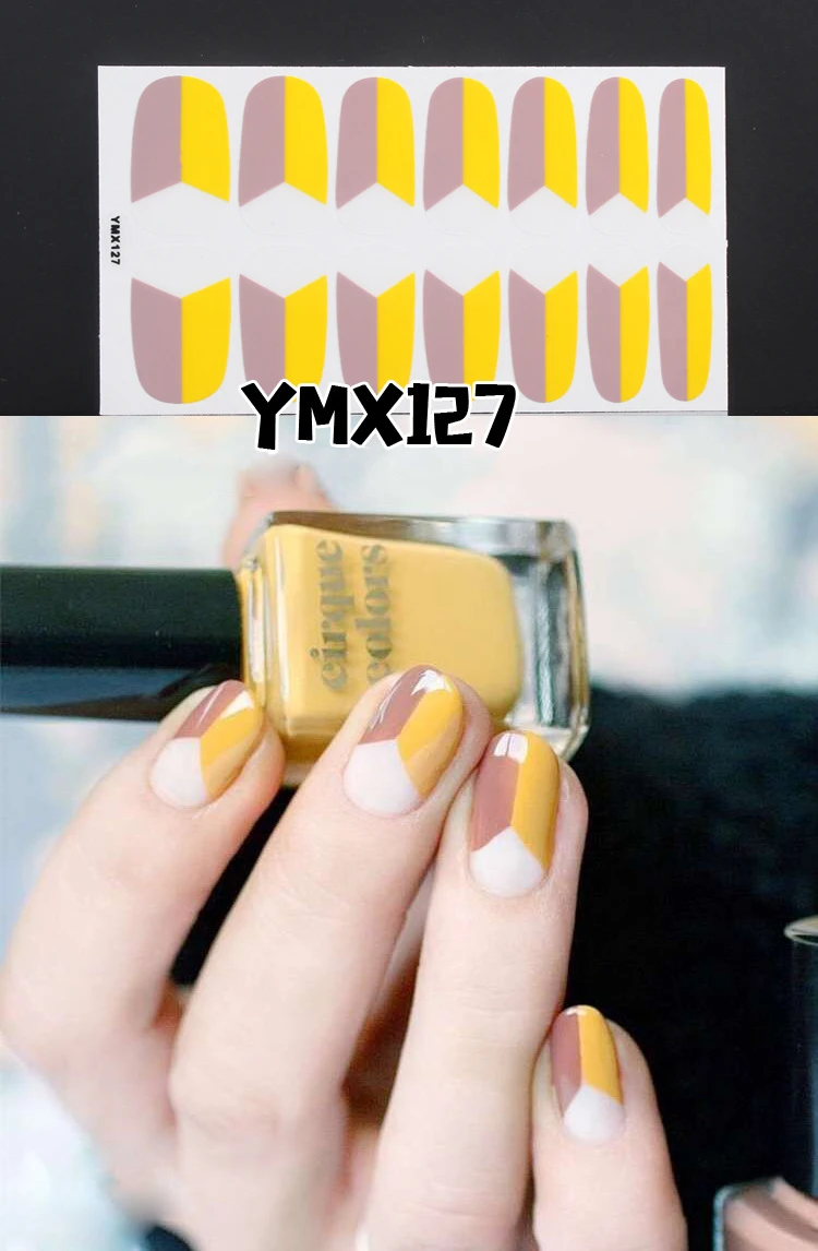 YMX127 14 насадок/набор, полное покрытие, наклейки для ногтей, обертывания, Рождественский дизайн, сделай сам, наклейки для нейл-арта, простые наклейки, самоклеющиеся, маникюр, зеленый, синий - Цвет: YMX127