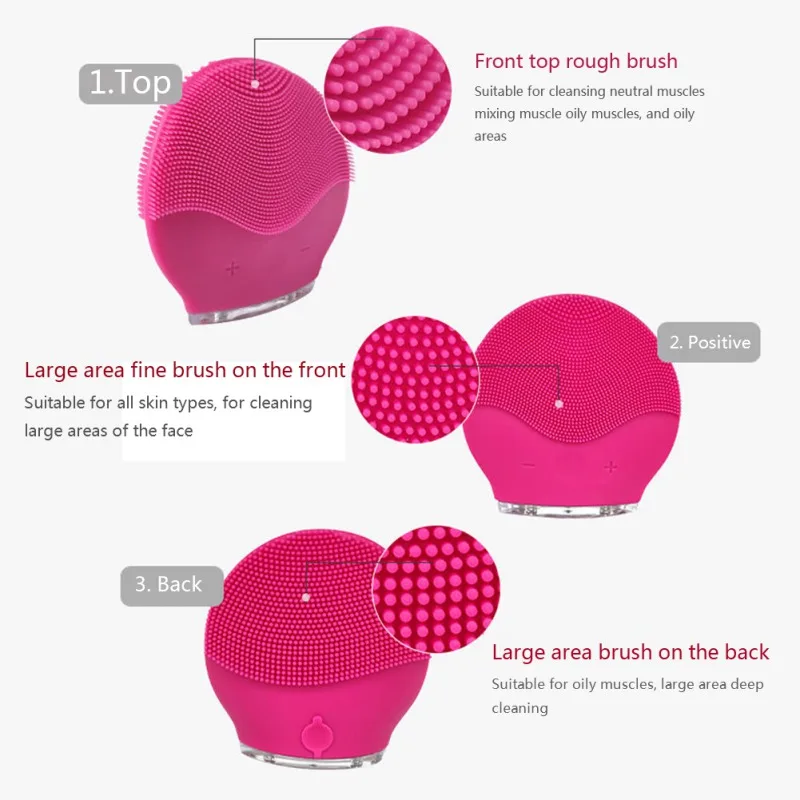  USB Rechargeable Facial Cleansing Brush High Frequency Vibration Anti Wrinkles Facial Device for Sk
