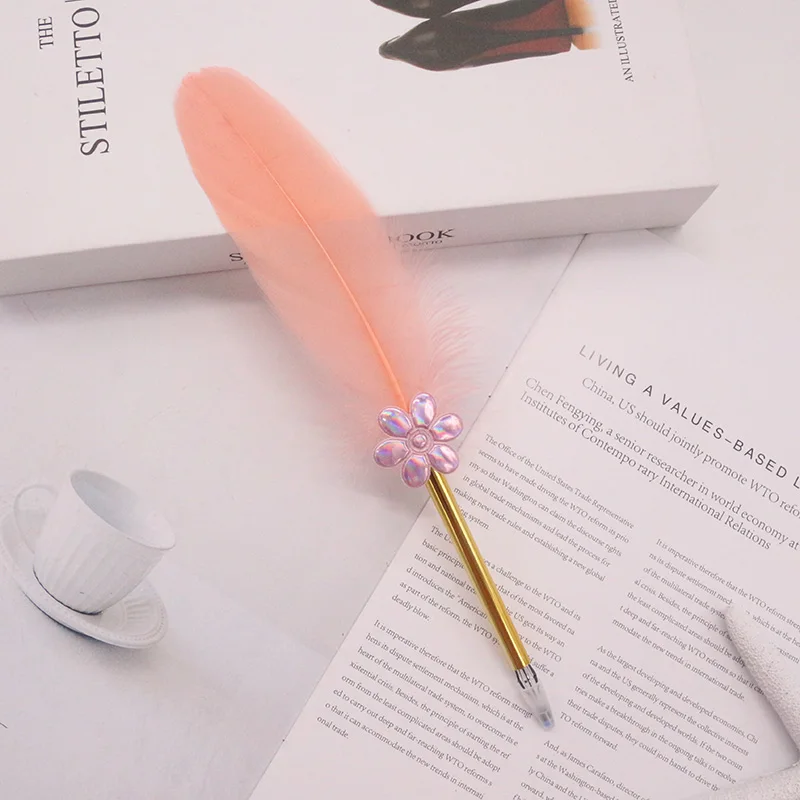 Горячая многоцветная кисть перо гелевая ручка подарок на День учителя металл простое качество студенческие канцелярские принадлежности подарок на праздник - Цвет: Flower Light Pink