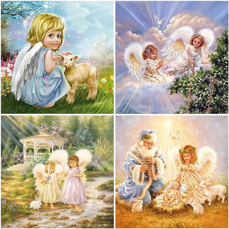 DIY 5D Diamond Painting Angel and Kids Embroidery Cross Stitch Home Decor Craft 