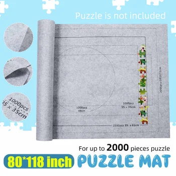 

80*118 inch Jigsaw Puzzle Mat Puzzles Blanket Roll Up Puzzle Roll Felt For Up To 2000pcs Puzzle Travel Storage Bag Accessories
