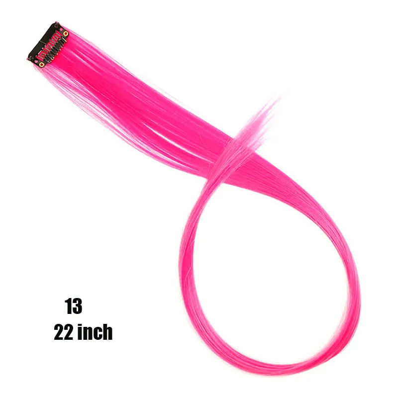 Xuanguang ounico grampo em extensøes de cabelo de uma pecha longa reta resistente ao calor sintético rosa verde cabelo pedas - Цвет: CFP-13