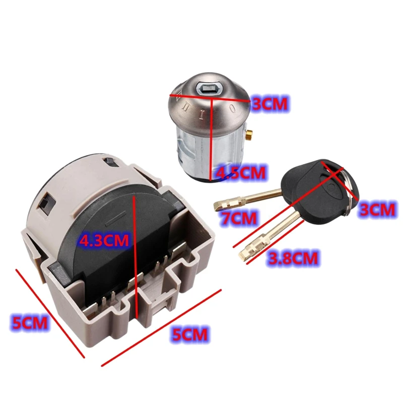 Car Ignition Switch Lock Cylinder with 2 Keys for Ford Focus MK1 Transit Connect 1998-2013 1022184 1677531