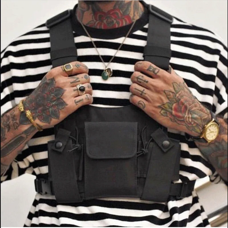 

Nylon Tactical Vest Military Outdoor Radio Harness Walkie-talkie Hand Vest Chest Rig Pack Pouch Rescue Security Duty Chest Bag