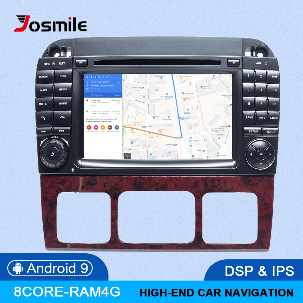 Ips DSP 2 Din Andorid 9,0 автомобильный Радио DVD мультимедийный плеер для Mercedes Benz/W220/W215/S280/S320/S350/S400 S Calss gps навигация