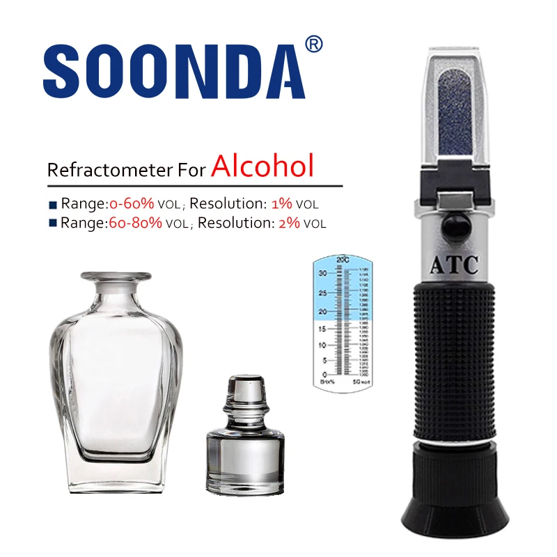 

0~80% VOL Refractometer For Spirits Wine Alcohol Refractometer Concentration Alcohol Meter Hydrometer Homebrew Wine Making Tool