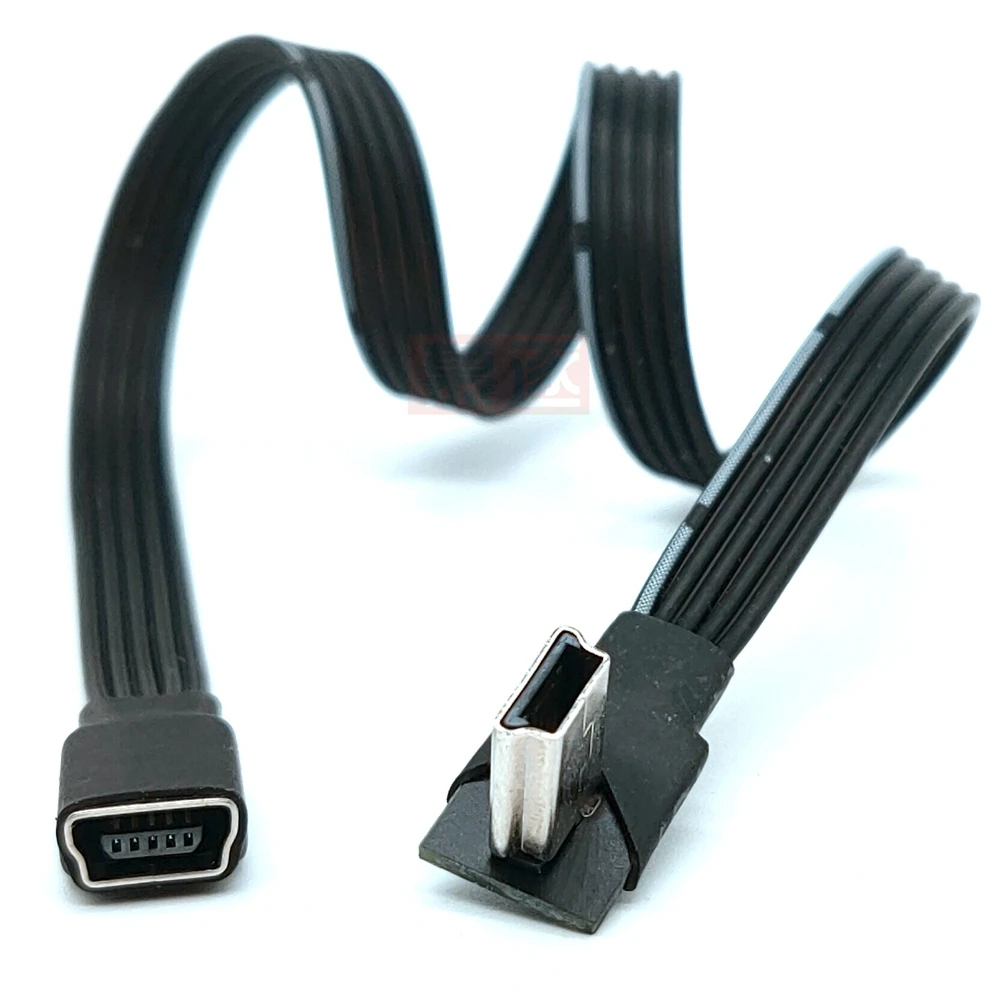 Mini USB hembra a Mini B, adaptador de cable macho de 5 pines, 10CM, 90 grados, 4 ángulos, 50CM, 100CM