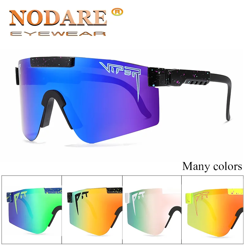 

Fashion Classic BRAND Mirrored Green lens pit viper Sunglasses polarized men sport goggle tr90 frame uv400 protection with case