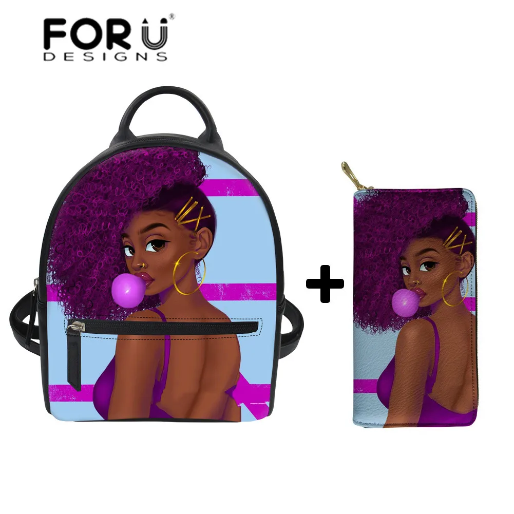 FORUDESIGNS/женские кожаные рюкзаки из искусственной кожи черного цвета, африканская сумка для книг для девочек, Женский мини-рюкзак для женщин, пляжная сумка