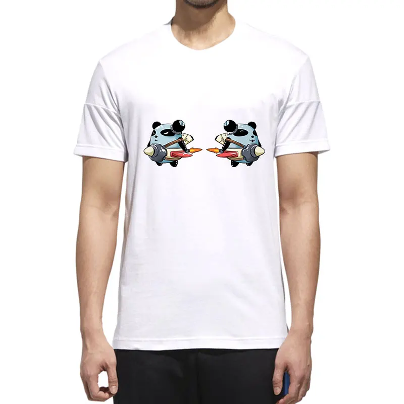 

MOUNTSHARP Funny T Shirts Men Mechanical Panda Print Casual Polyester Cotton Knitted Sweatshirt Short Sleeve Clothes Jacket