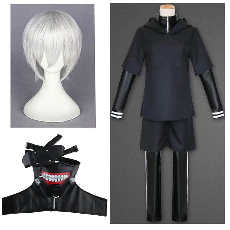 Anime Kaneki Ken Cosplay Costume Tokyo Ghoul Mask And Wigs Sasaki Haise Anime Kaneki Ken Cosplay Costume Tokyo Ghoul Mask And Wigs Sasaki Haise