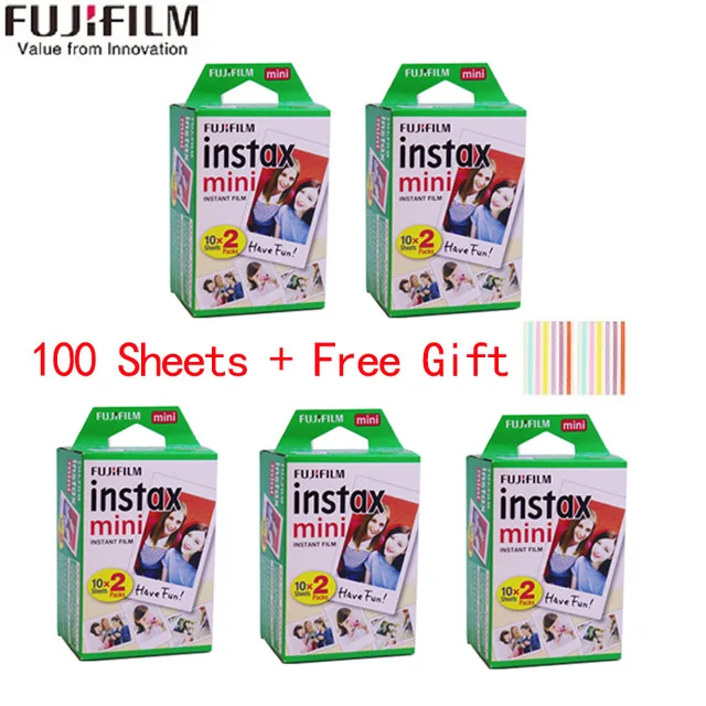100 sheets 10-200 листов Fuji Fujifilm instax mini 9 8 с белыми краями, цветные пленки для камеры instax - Цвет: 100 sheets