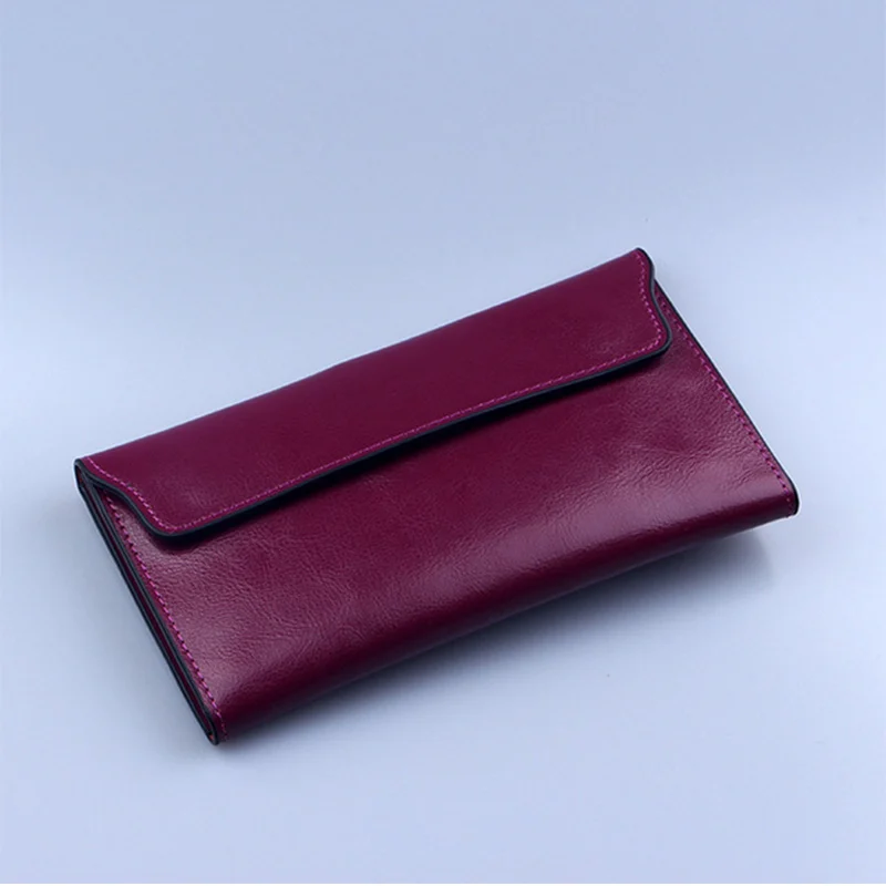 

Women's Leather Envelop Brand Long Wallets Ladies Thread Covered Card Holder Coin Clutch 2019 Female New Fashion Purses