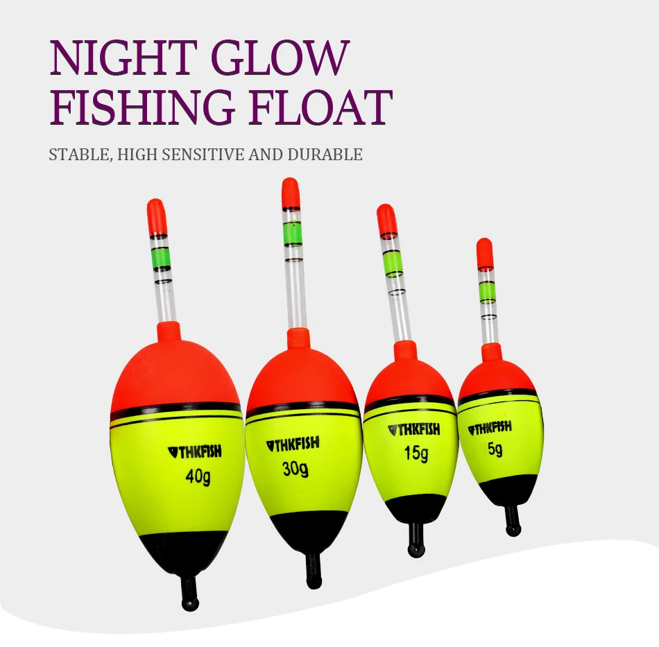 5PC Night Glowing Fishing Float EVA Glow Light Luminous Bobber 