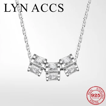 

Fashion Authentic 925 Sterling Silver Clear Dazzling CZ Round Beads Minimalist Pendant Necklace for Women Chain Necklace Jewelry