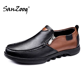 

Slip On Genuine Cow Leather Shoes Men Casual Zapatos De Hombre Cuero Genuino Trend 2020 Heren Schoenen Leer Big Size Designer