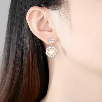 

Pearl Round Drop Earrings in 925 Sterling Silver,2020 Summer Brand New Ts Thomas Vintage Gift Good Jewelry For Women Girls