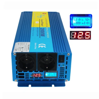 

LED display solar power inverter DC 12V to AC 220V 4000W peak pure sine wave charger adapter transformer converter EU socket