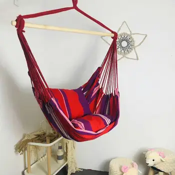 

Hammock Hanging Chair Swing Chair Seat with 2 Pillows for Garden Use Indoor Outdoor Travel Camping Hammock Swing Bed No Sticks