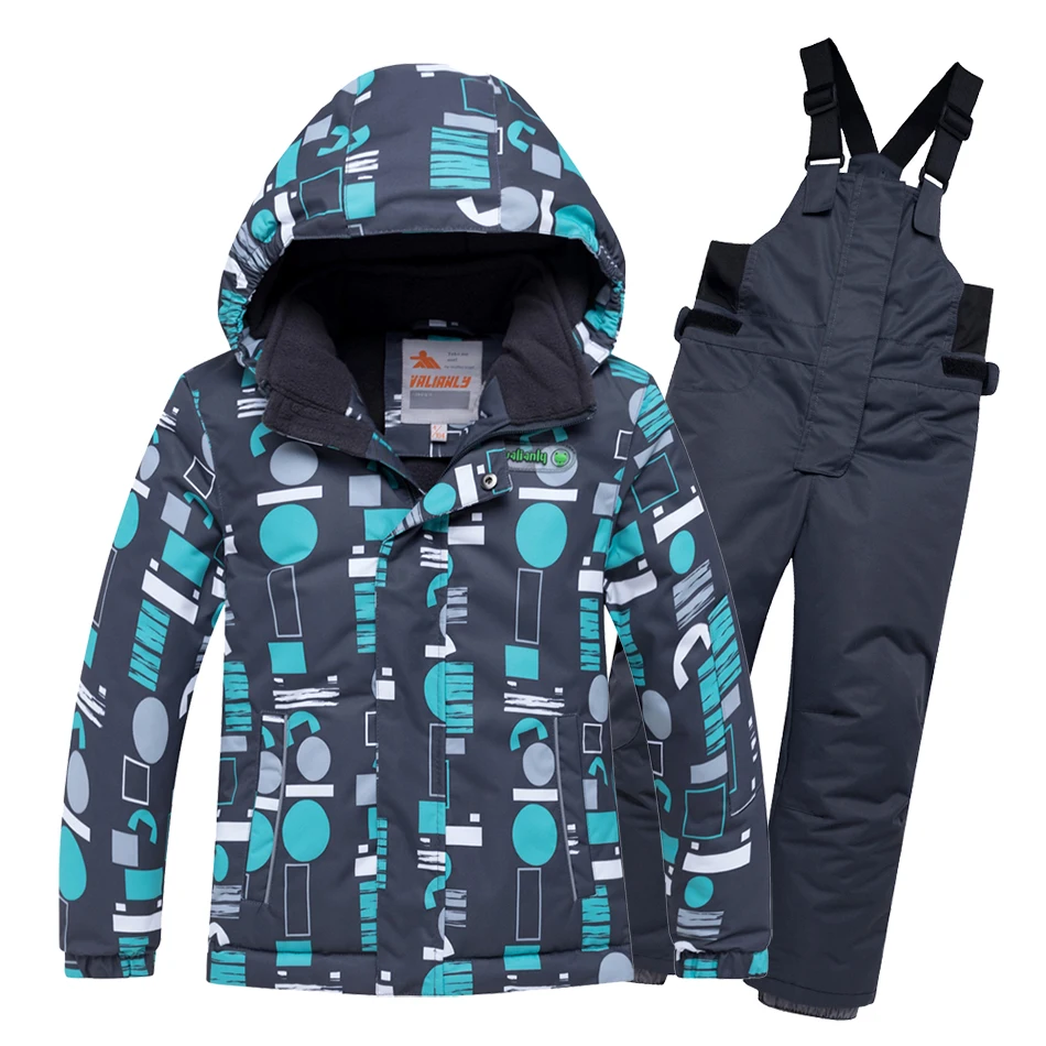 Детский зимний лыжный костюм для мальчиков детская Лыжная куртка и штаны водонепроницаемые ветрозащитные детские лыжные комплекты 2 шт. зимняя одежда для сноуборда