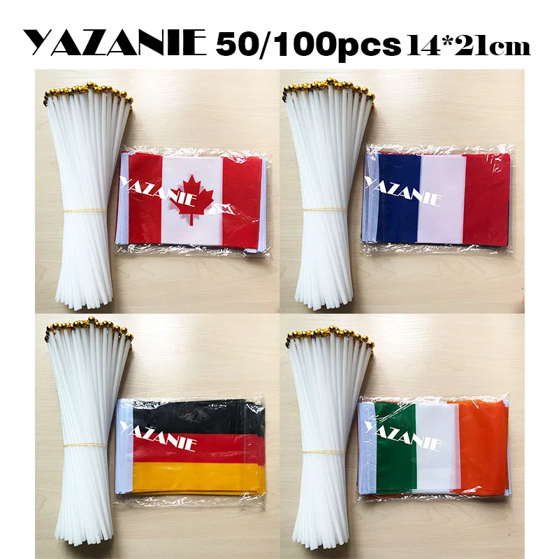 YAZANIE 14x21 см 50/100 шт Канада Франция Национальная страна квадратный ручной флаг германия Ирландия декоративные