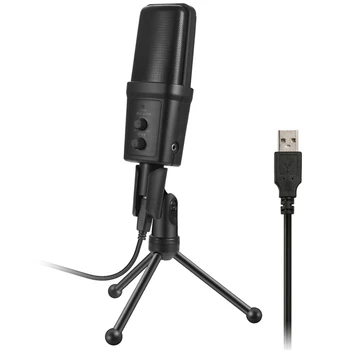 

USB Microphone, Microphone with Volume Adjustment Button, Extended Headset 3.5mm o Hole for PC Mobile Phone Live