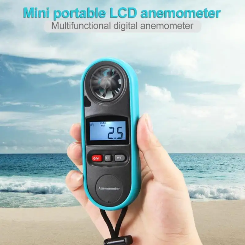 816A ЖК цифровой анемометр-термометр Windmeter дизайн гуманной структуры водонепроницаемый Карманный измеритель скорости ветра