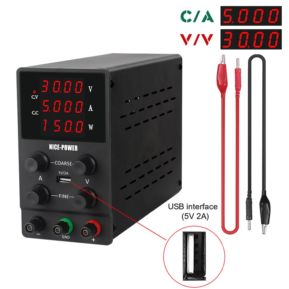 

Laboratory Switching Power Supply 30V 5A DC Adjustable Regulated Power Source Digital Fonte De Bancada