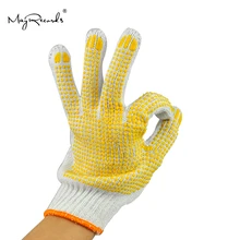 Хлопковые защитные противоскользящие защитные перчатки из ПВХ в горошек с противоскользящим покрытием, рабочие перчатки