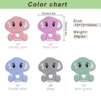 Kovict  5/10pcs Silicone Baby Teether Elephant Rodent Baby Teething Toys Chewable Animal Shape Baby Products Nursing Gift 2
