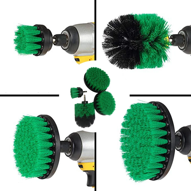 Cepillo estropajo eléctrico de 2/3, 5/4/5 pulgadas, Kit de cepillo de limpieza redondo de plástico para alfombras de vidrio, neumáticos de coche, brochas de nailon