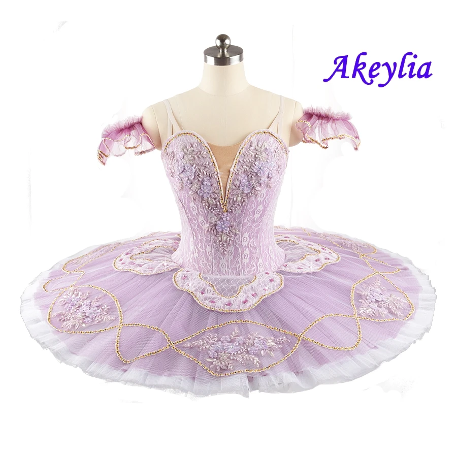 Girls Lilac fairy Doll Ballet Tutu professional competition Stage Costumes dress female Ballet Pancake Tutu purple for Adult