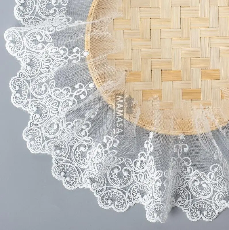 2 Yards White cotton embroidered fabric mesh lace Garment lace trims trimmings DIY Sewing accessories lace fabric lace garment accessories lace sewing supplies lace accessories lace sewing accessories