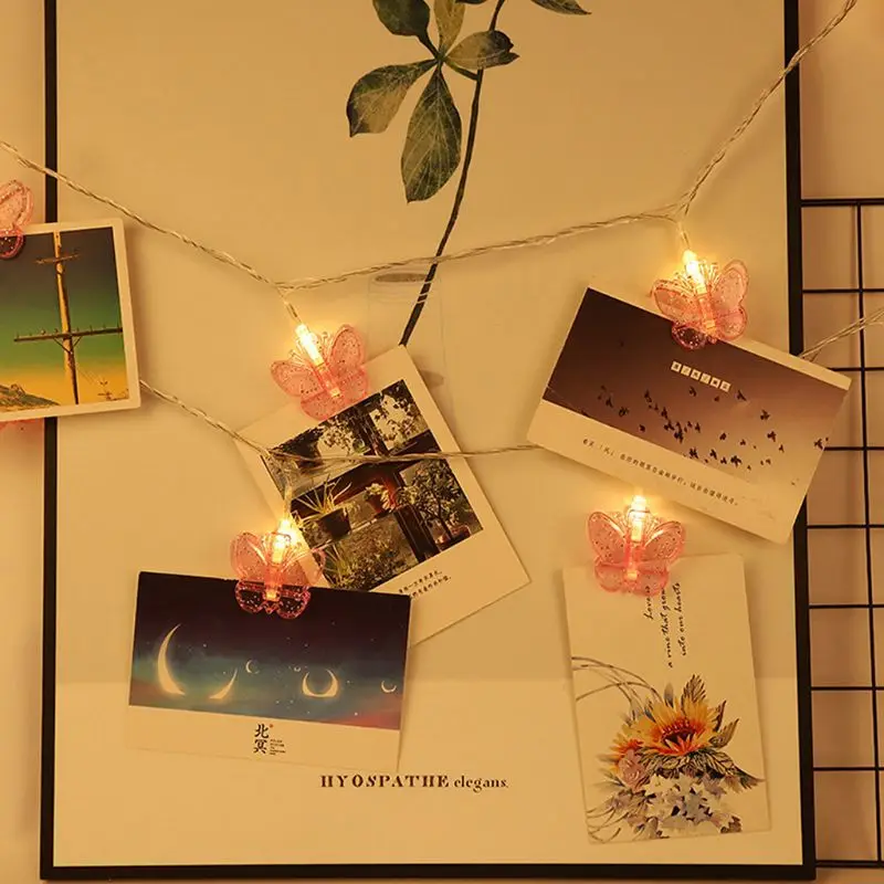 HNGCHOIGE 10 LEDs Photo Clips String Light Butterfly Shape Memory Show Party Store Decor