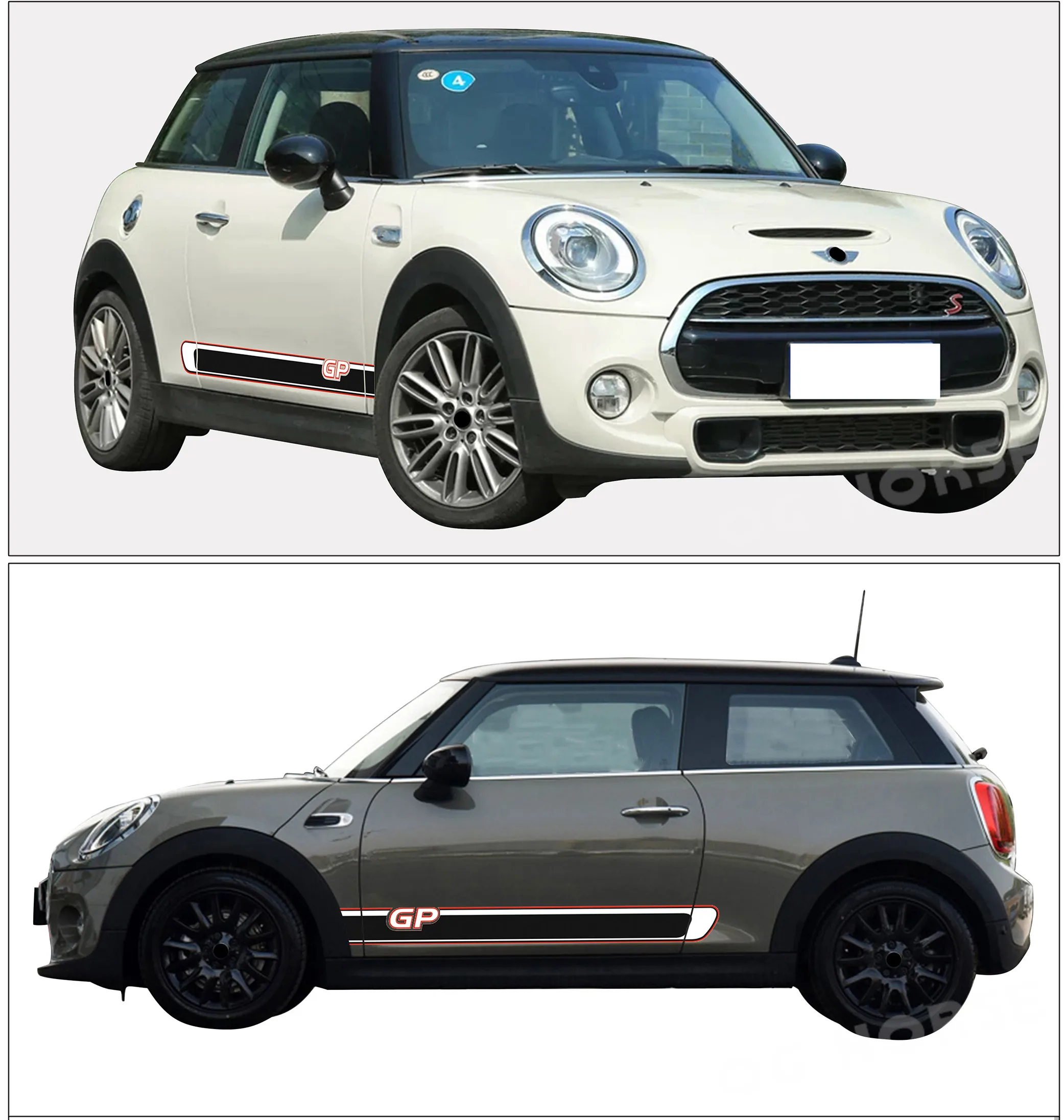 2 шт боковые полосы наклейки мини GP стиль тела наклейка для MINI Cooper S F56 One JCW-настоящее время внешние аксессуары
