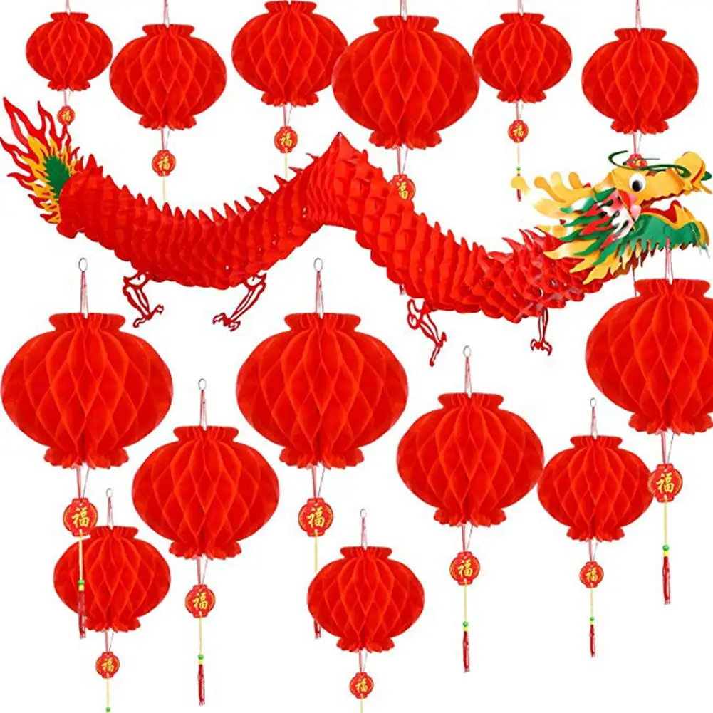 21pcs Chinese Dragon And Red Lantern Set Spring Festival New Year Lantern Mid Autumn Festival Decoration Indoor Decoration Lanterns Aliexpress