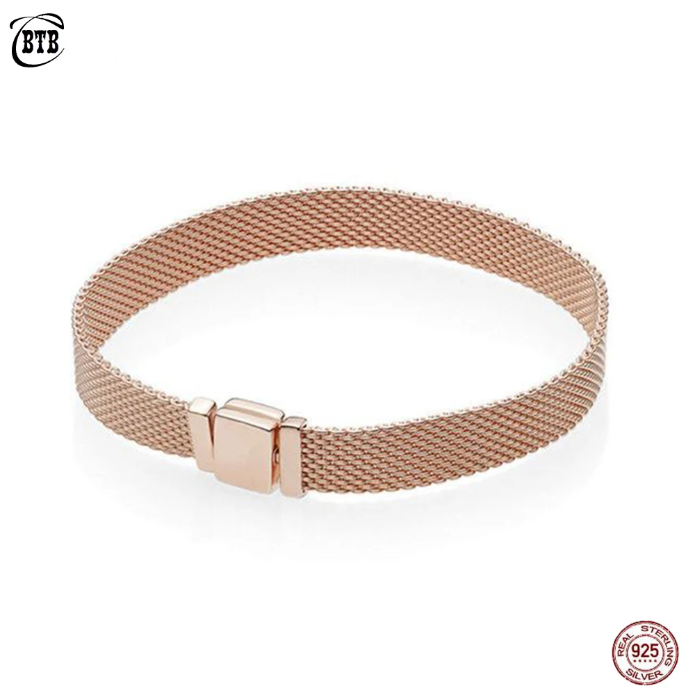 

Rose Gold Reflexions Bracelets Hot 925 Silver Metropolitan Style Women Fashion Classic Signature Bracelets Jewelry Gift 16-21 CM