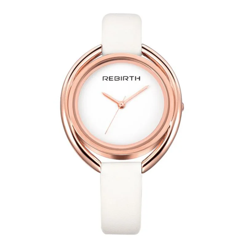 White rose gold REBIRTH женские часы Роскошные Montre Femme модные женские часы для женщин браслет Reloj Mujer розовое золото zegarek damski - Цвет: White rose gold