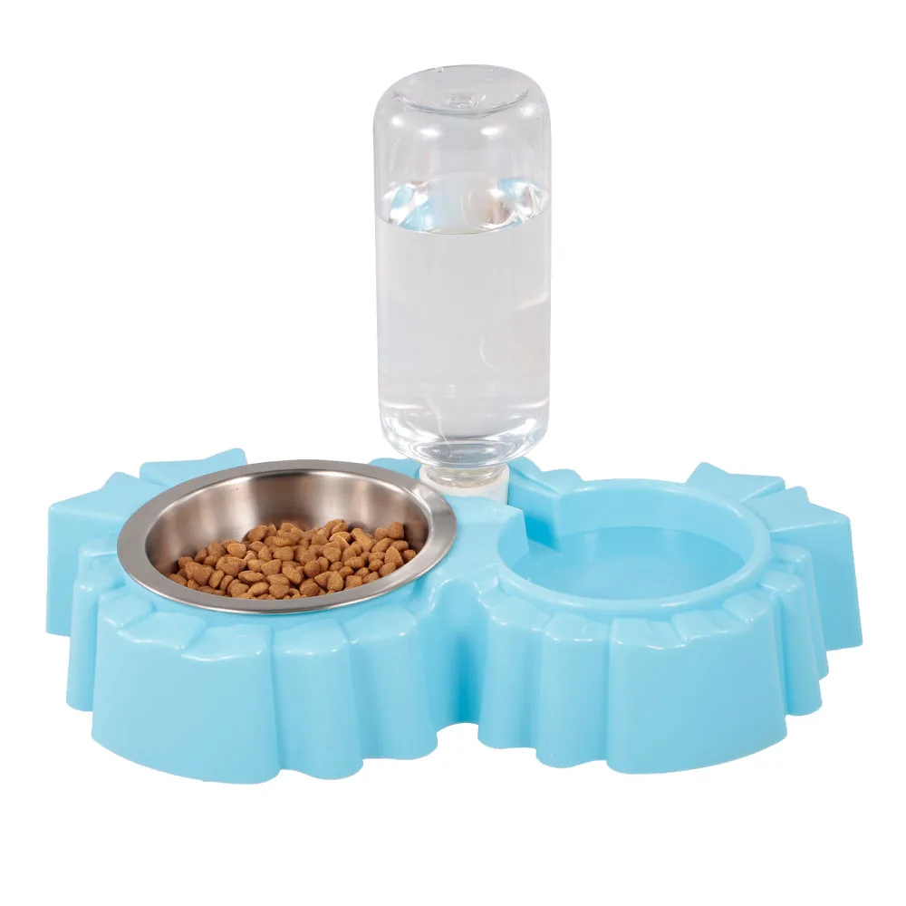 Миска-кормушка для домашних животных из нержавеющей стали двойная собачья миска для собак и кошек Нескользящая для питья и еды