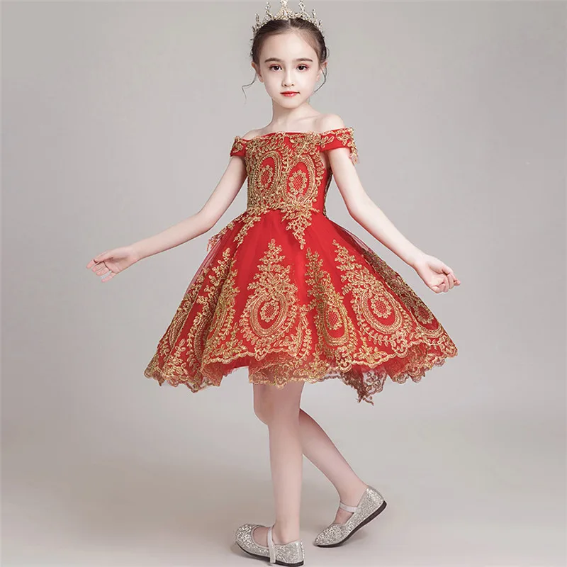 shoulderless short Новое Элегантное осенне-зимнее Сетчатое платье принцессы с кружевной вышивкой и короткими рукавами на год и День рождения платье-пачка - Цвет: shoulderless short