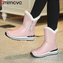 Smirnova/Новое поступление года; женские зимние ботинки на молнии с круглым носком; однотонные Зимние ботильоны из искусственной кожи высокого качества