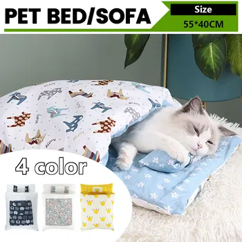 

Japanese-style Cat Bed Pet Cushion Blanket Litter Cat Sleeping Bag Closed Removable And Washable Cat Quilt Keep Warm 55*40 Cm