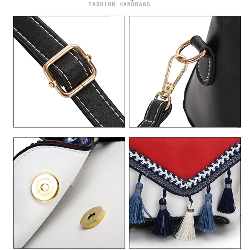 Vintage Women Weaving Tassel Shoulder Bag Messenger Bag Crossbody Bag Beach Bag Ethnic tassel shoulder Fashion messenger bag1104