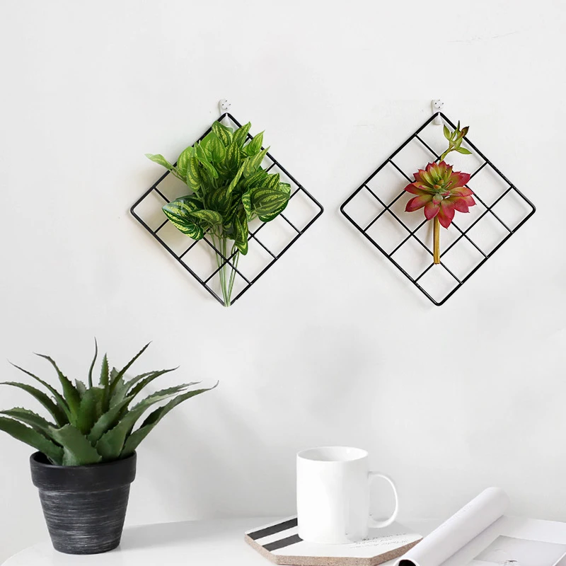 20CM*20CM Grid Iron Rack Plant Wall Hanging Nordic Style Room Decoration Beautiful Unique DIY photo wall
